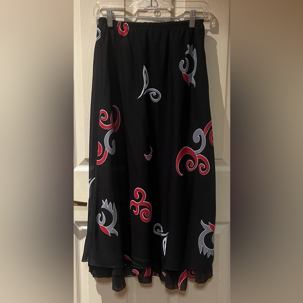 Black and Red A-line Maxi Skirt Size 8